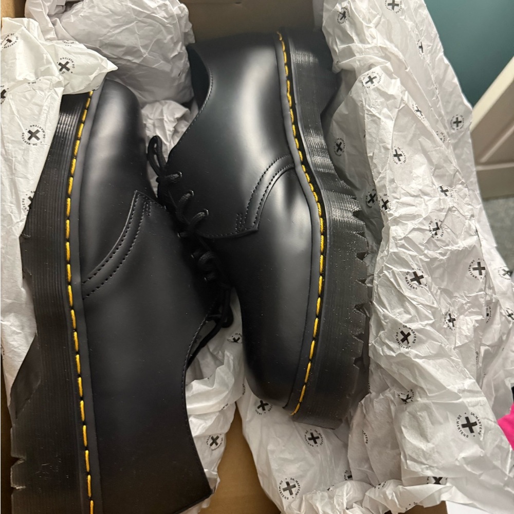 Dr. Martens Black Shoes with Yellow Stitching